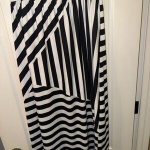Black and White Striped Women's Skirt